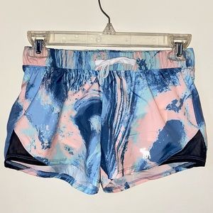 Abercrombie Active mid length active running short- Blue marble size 9/10